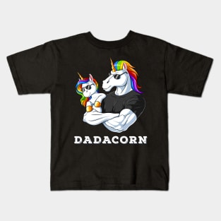 Dadacorn Unicorn Dad and Baby Girl Father's Day Papa Daughter Kids T-Shirt